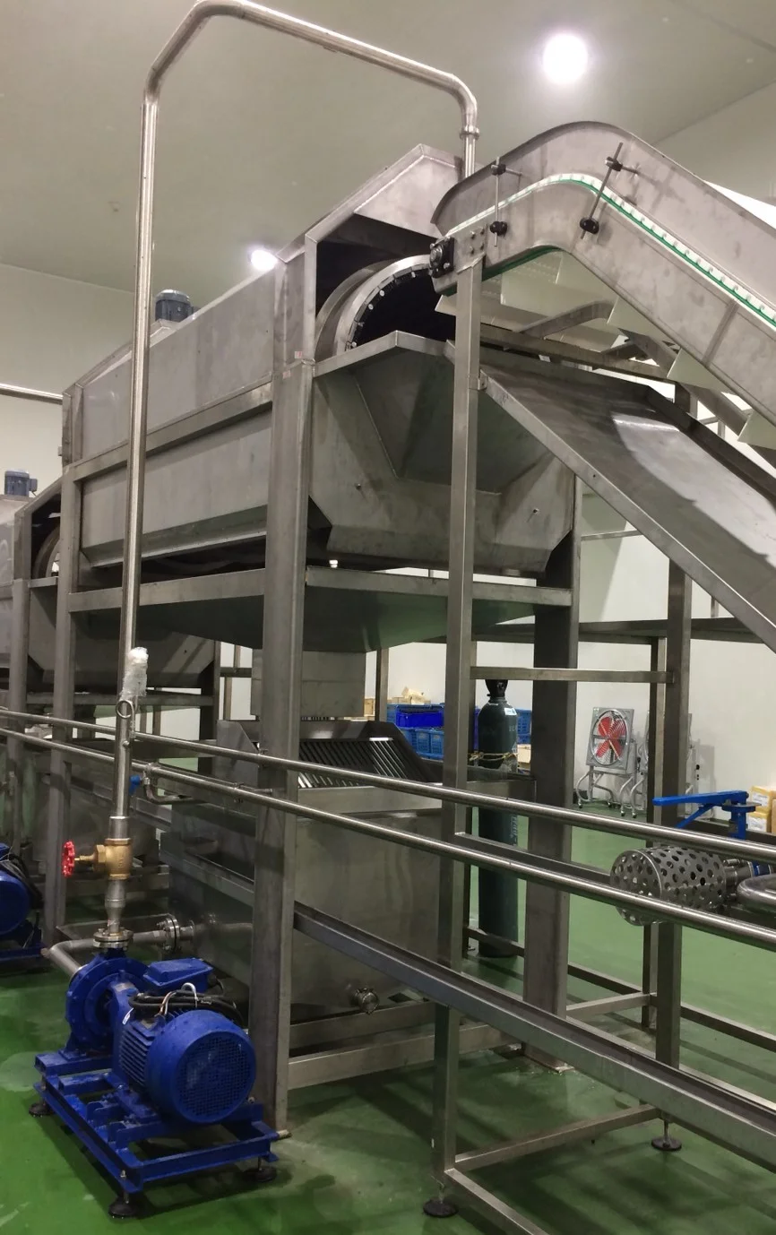 Rotary Brush Washer: Drive and support structure viewed from the end.