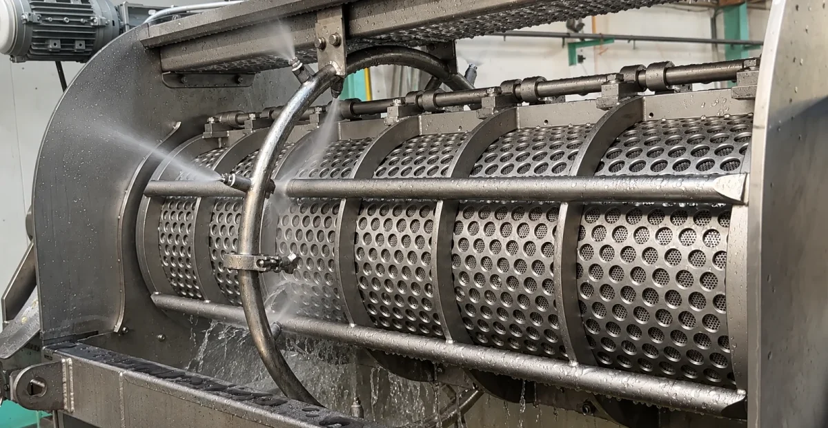 Low Pressure Extractor — LP: Cleaning sprays over the extraction screen.