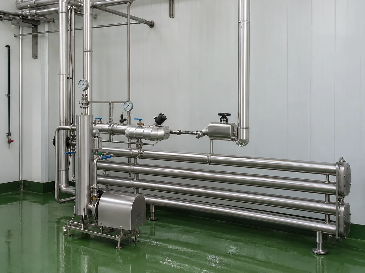 Pasteurization Systems: Tubular pasteurization equipment arrangement.