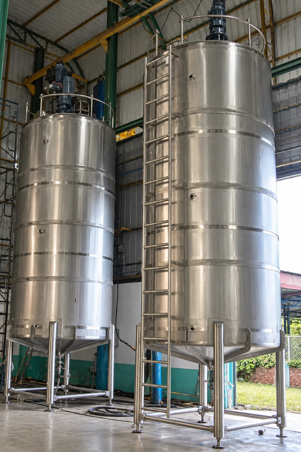 Blending Tanks: Tall blending vessel configuration.