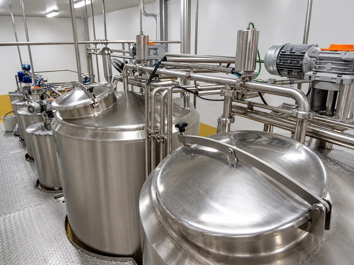 Mixing Tanks: Tank-top mixers and manways.