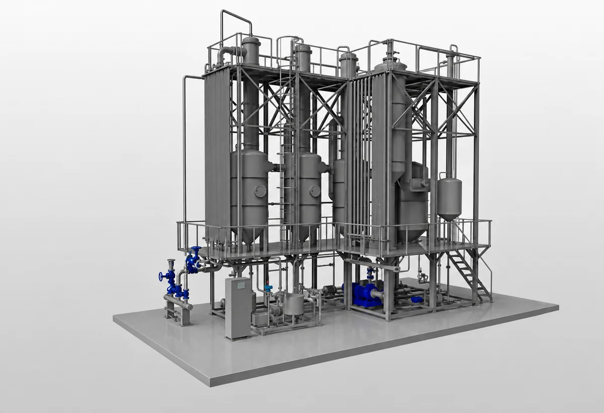 Three-dimensional illustration of an evaporator assembly.