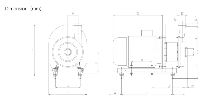 FEC 25 dimensional drawing with lettered measurement labels; selected dimensions are provided in the accompanying table.